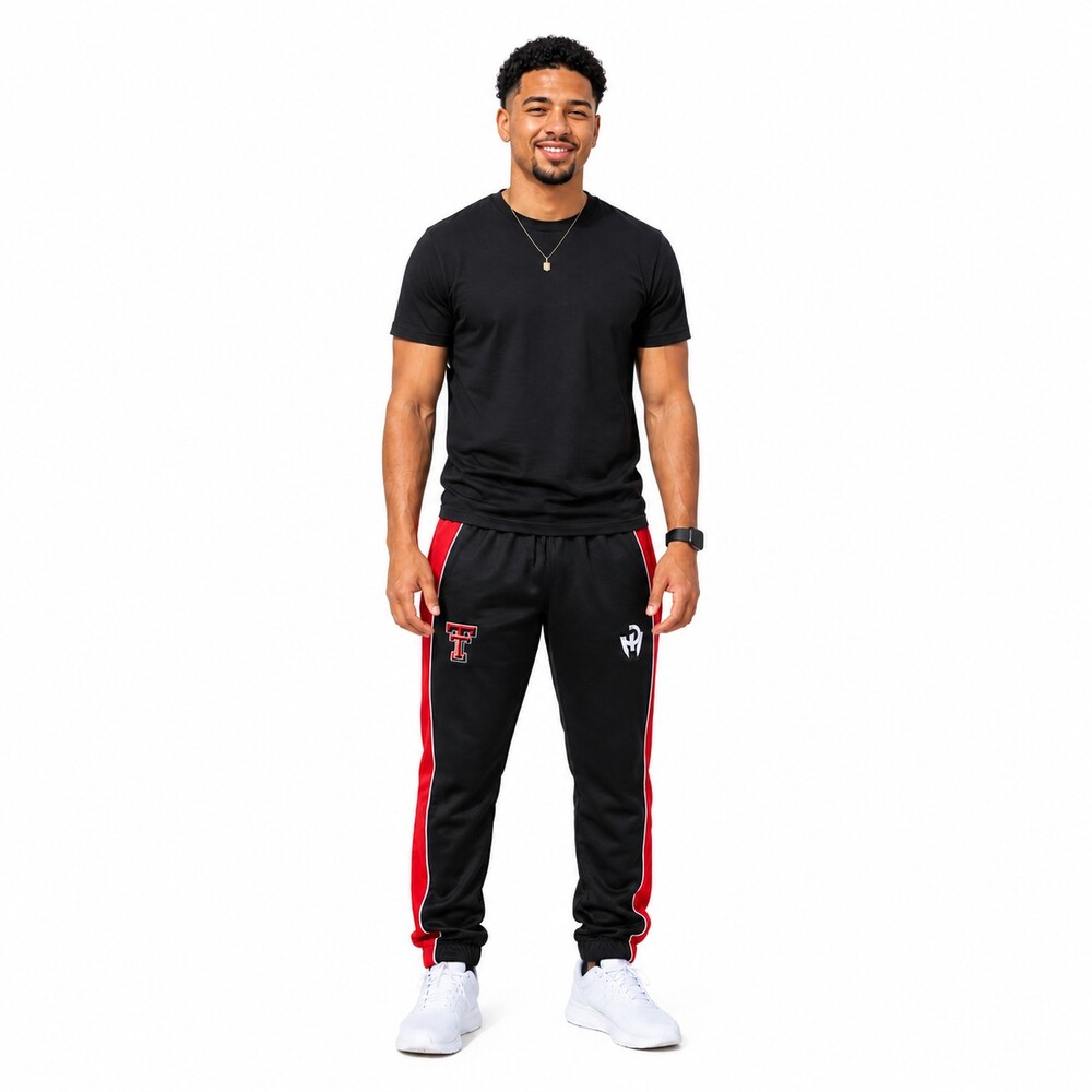 Adidas Men's Mahomes Black Texas Tech Red Raiders Track Pants Black 2XL